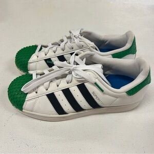 Adidas Superstar x LEGO White and Green Sneakers - Size 6.5